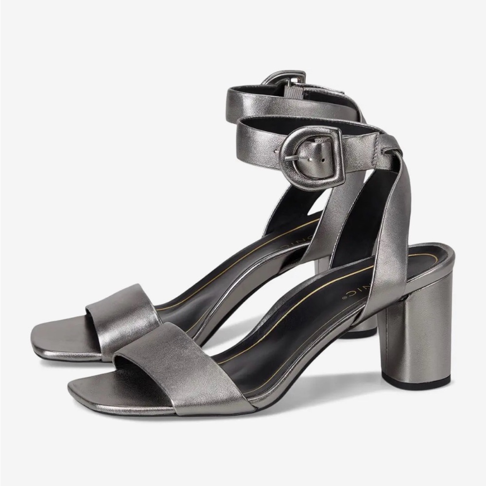 Vionic Metallic Silver Block Heel Sandals